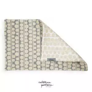 Tovaglietta in Lino disegno Bouclé colore écru e grigio