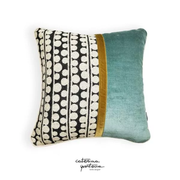 Black Linen and Linen Velvet Cushion