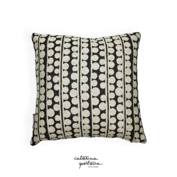 Black Linen and Linen Velvet Cushion - Image 2