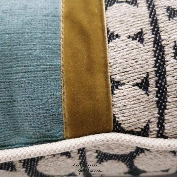 Black Linen and Linen Velvet Cushion - Image 3