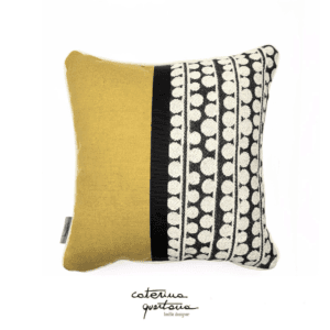 Black and Olive Linen fabric cushion
