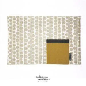 Tovaglietta in Tessuto Lino Bianco con Tasca Limone