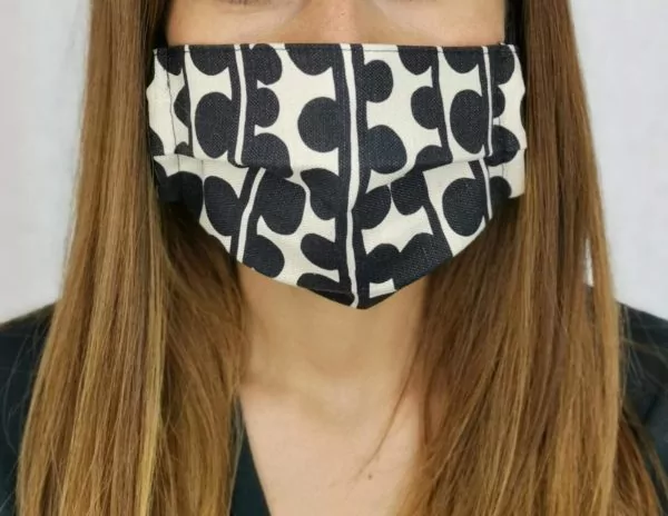 CQ Fan Mask in Ecru Linen Bouclé Design - Image 3