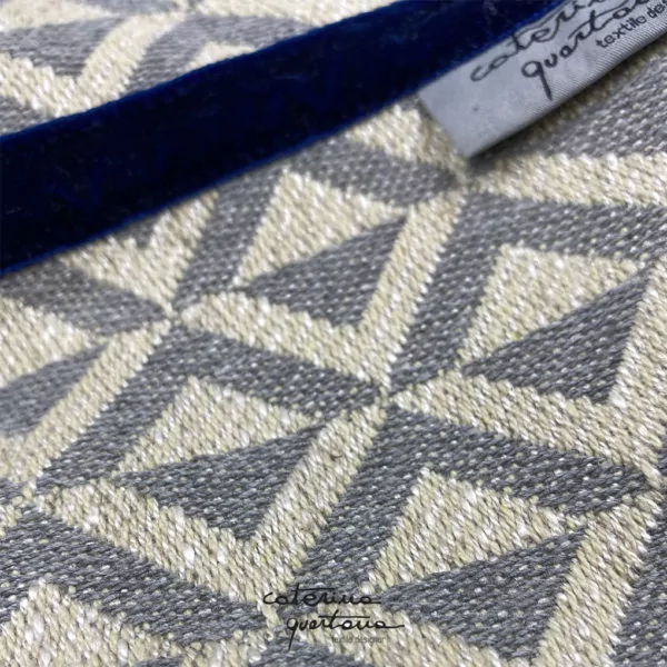 Basket in Gray Linen and Blue Velvet - Image 2