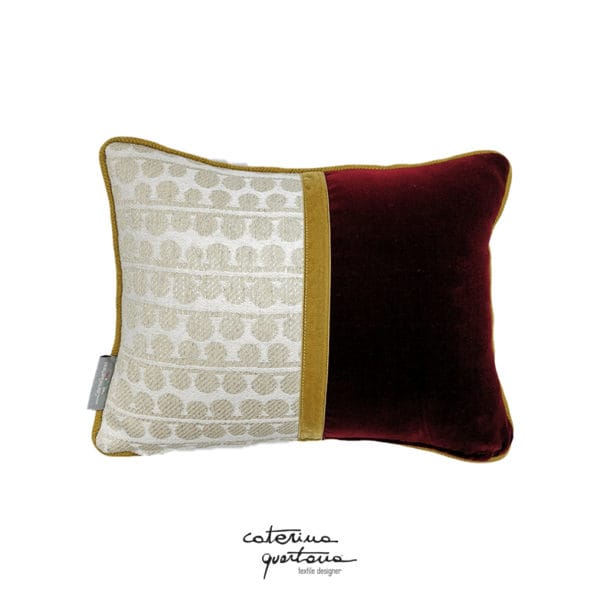 Cuscino in lino Ecru’ bordeaux e bluette - Image 2