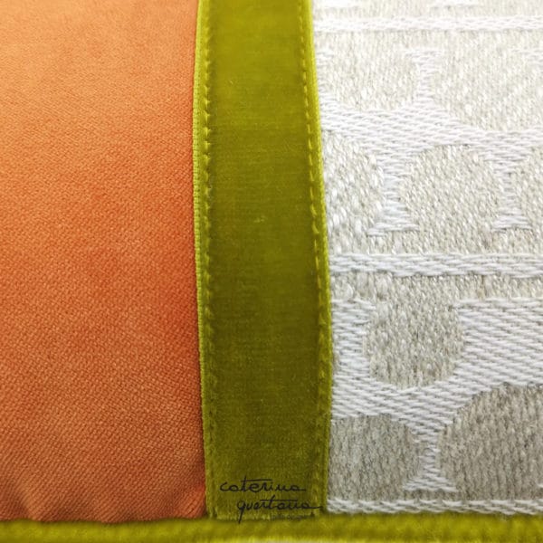 Cuscino in lino Ecrù Lime e Mandarino - immagine 3