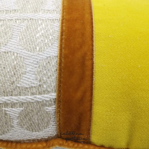 Cuscino in lino Ecrù Ruggine e Limone - immagine 2