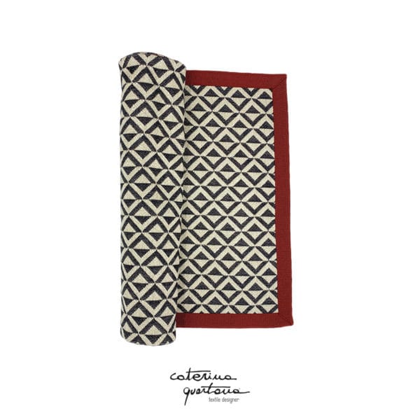 Decorative Strip in Black Linen Fabric with Bordeaux border