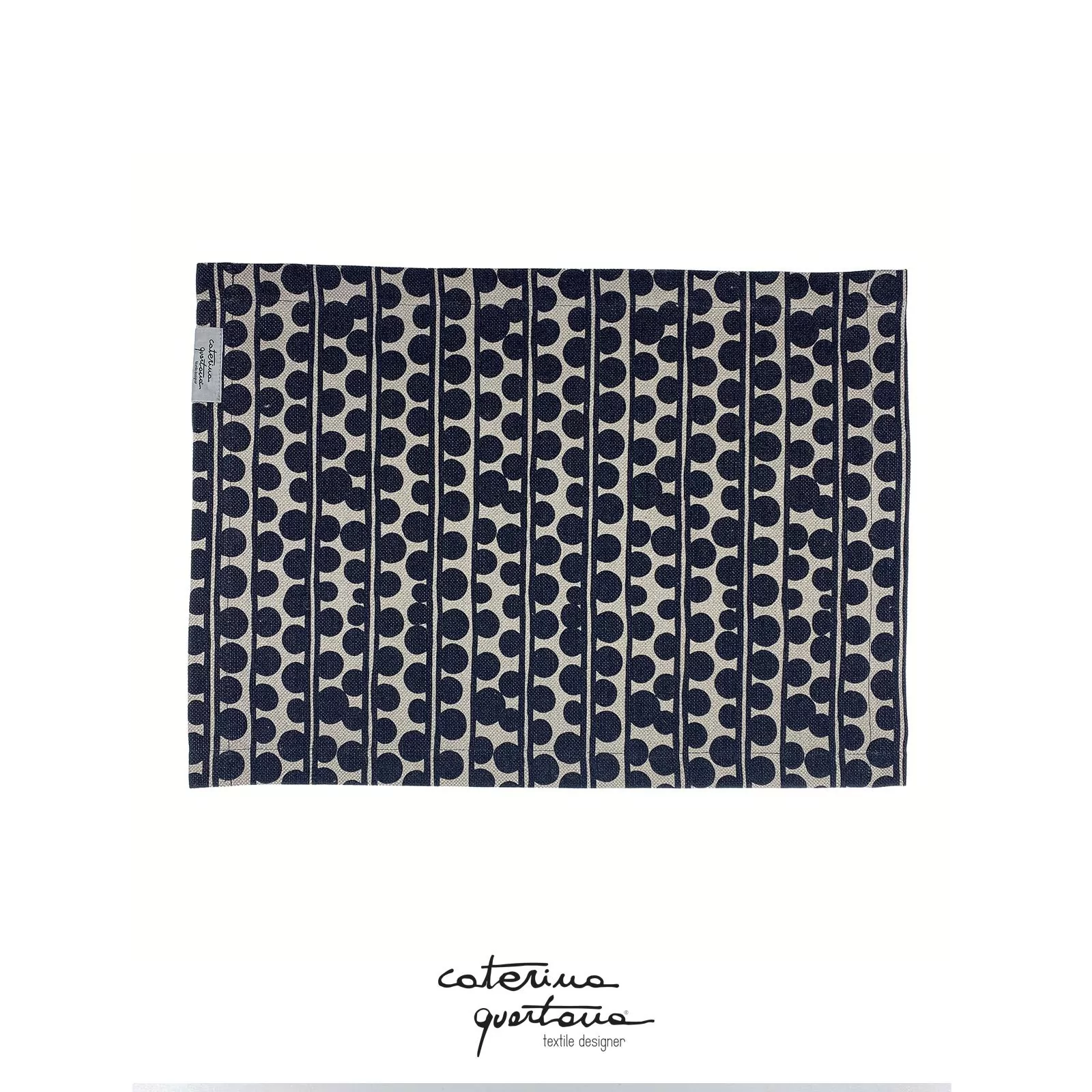 Tovaglietta colazione in Lino stampa Bouclè colore nero e grigio - immagine 2