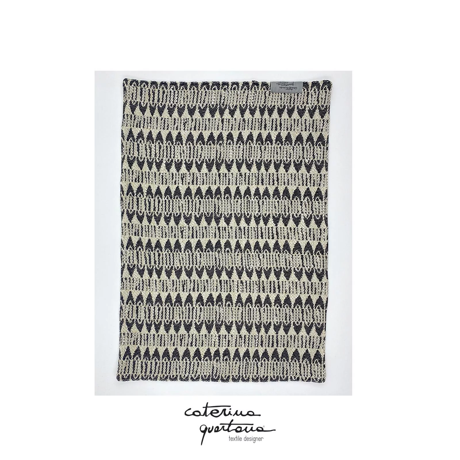 Tovaglietta colazione in lino disegno Frisée colore nero e naturale - immagine 2