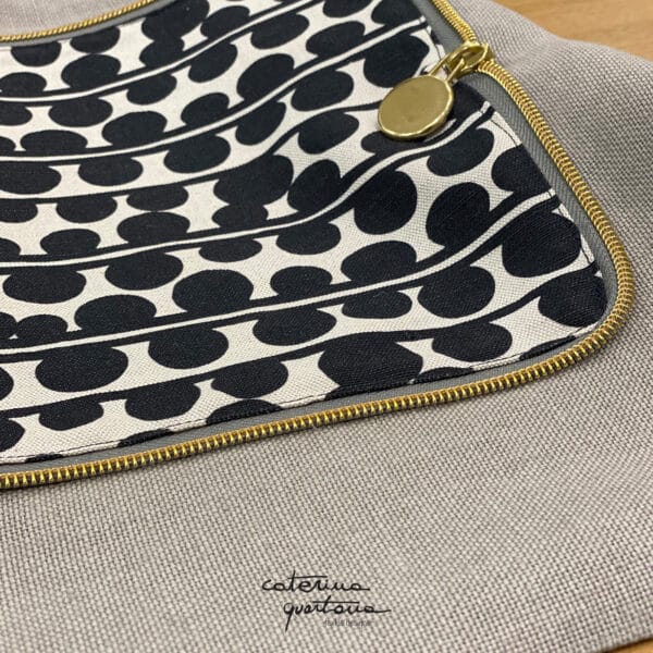 Shopping Bag in lino naturale stampato in colore nero design Bouclè - Image 5