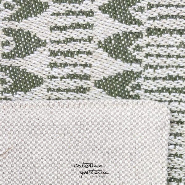 Linen placemat Frisée design in forest green and natural color - Image 2