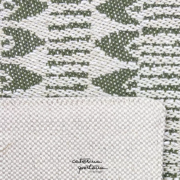 Linen placemat Frisée design in forest green and natural color - Image 2