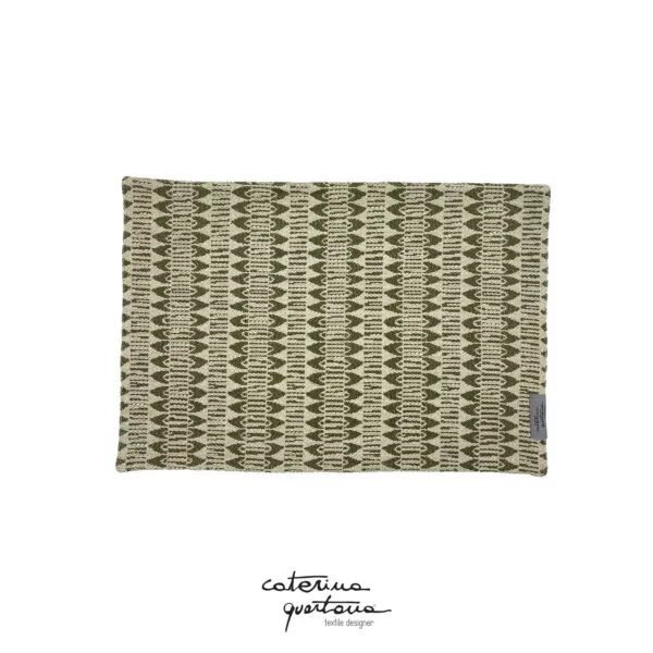 Linen placemat Frisée design in forest green and natural color - Image 3