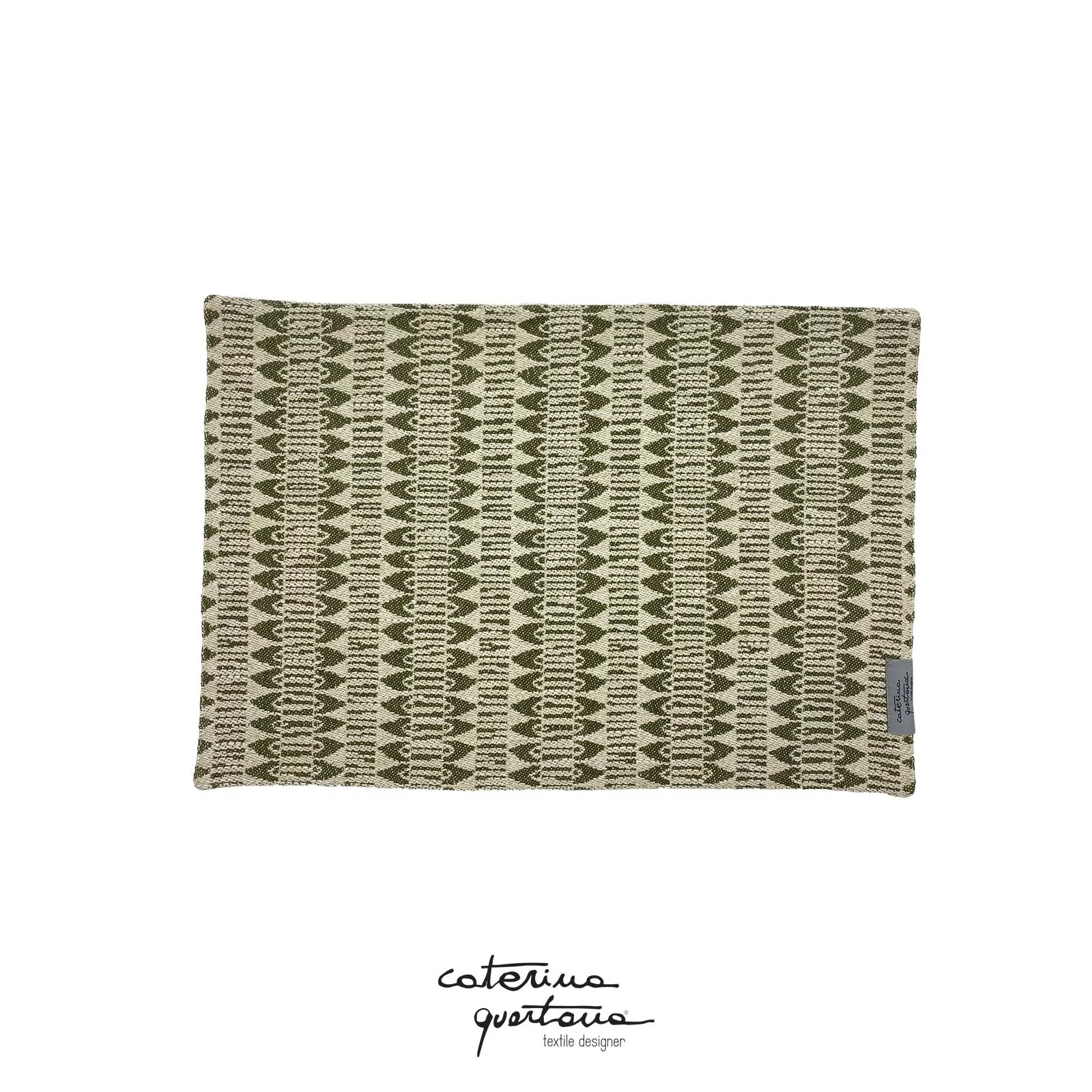 Tovaglietta colazione in lino disegno Frisée colore verde bosco e naturale - immagine 3