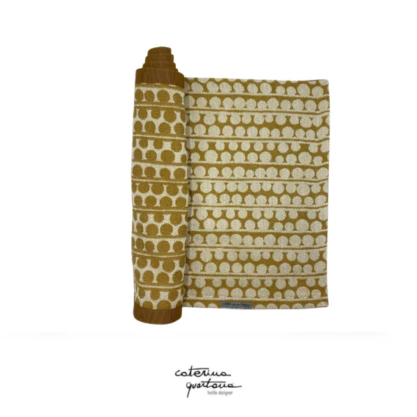 Decorative Strip in Linen Bouclè design in biscuit color, with border in camel color canetè - Image 2