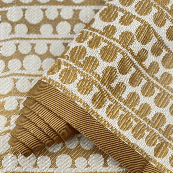 Decorative Strip in Linen Bouclè design in biscuit color, with border in camel color canetè - Image 3
