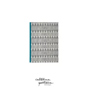Writing notebook in linen with Frisée design in gray and aqua green