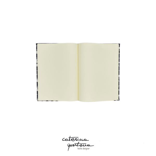 Quaderno da scrittura in lino disegno Frisée color grigio e giallo zafferano - Image 3