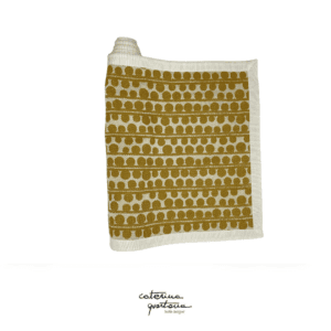 Decorative Strip in Linen Bouclè design in biscuit color, with cream color canetè border
