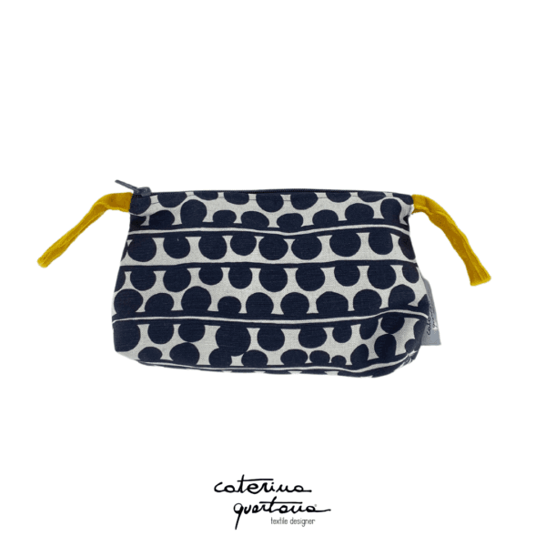 Pochette in Lino con disegno Bouclè colore nero ed écru, velluto color giallo limone