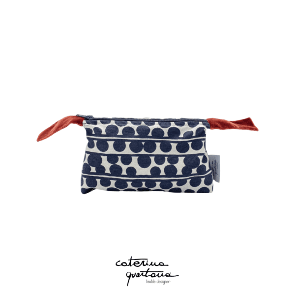 Pochette in Lino con disegno Bouclè colore nero ed écru, velluto color ruggine - Image 2