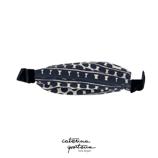 Pochette in Lino con disegno Bouclè colore nero ed écru, velluto color nero - immagine 2
