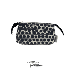Pochette in Lino con disegno Bouclè colore nero ed écru, velluto color nero