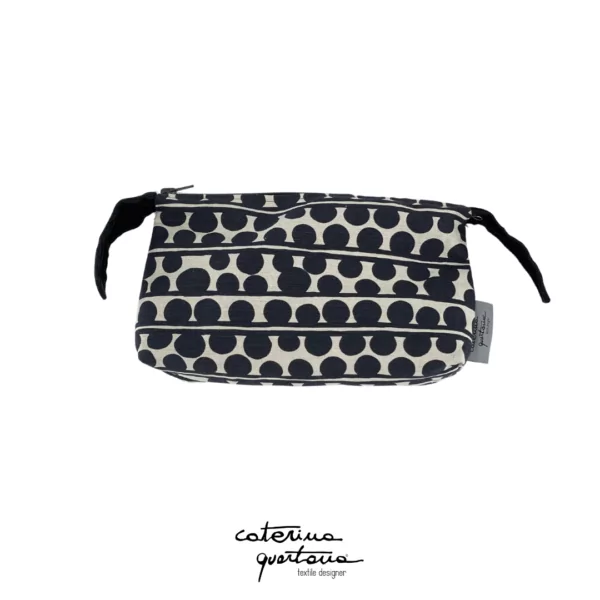 Pochette in Lino con disegno Bouclè colore nero ed écru, velluto color nero