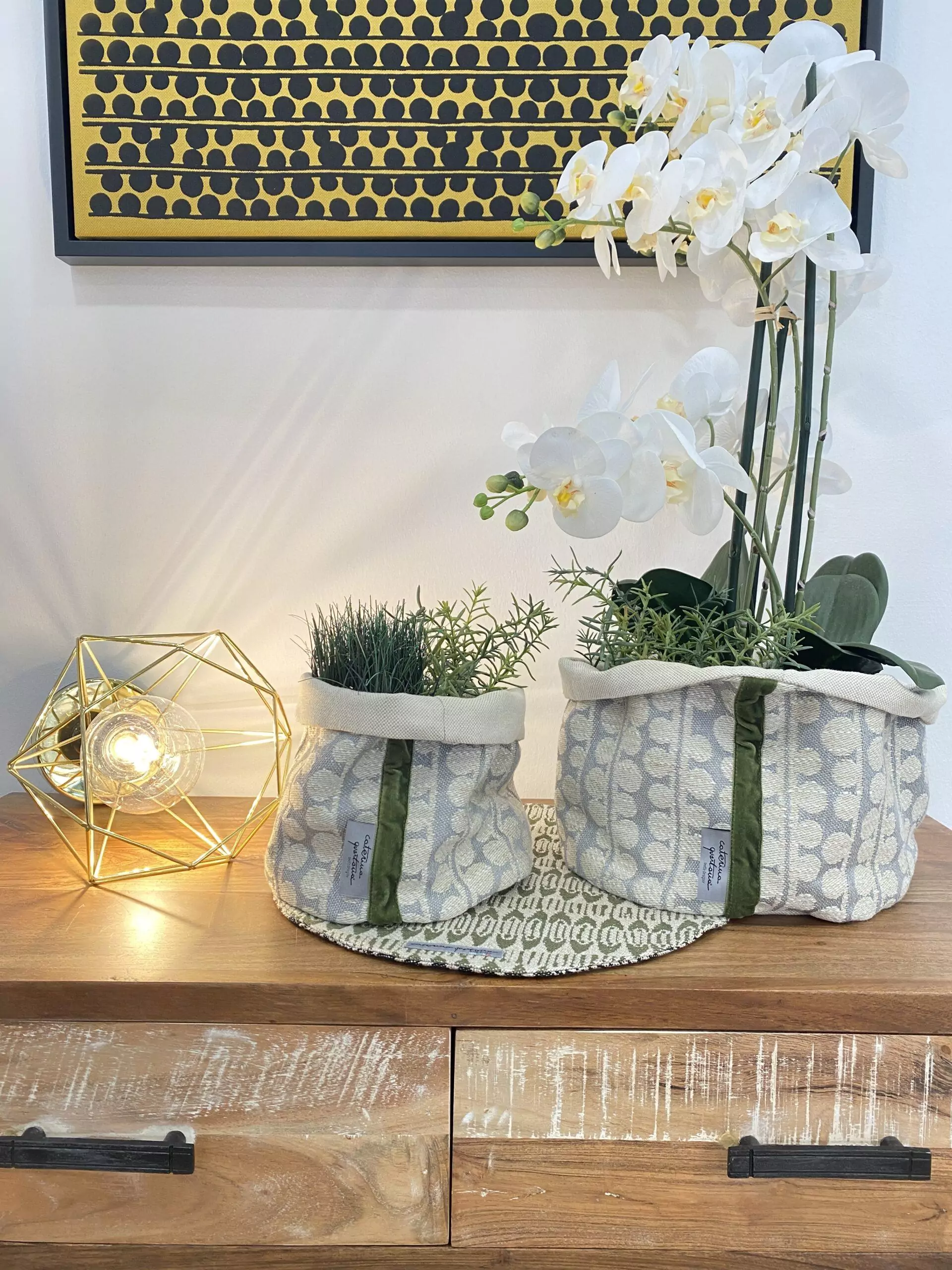 Sottopiatto in Lino disegno Frisée color nero e verde bosco - immagine 4