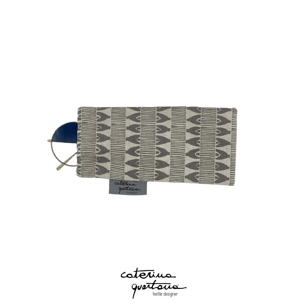 Custodia per occhiali in Lino disegno Frisée colore grigio