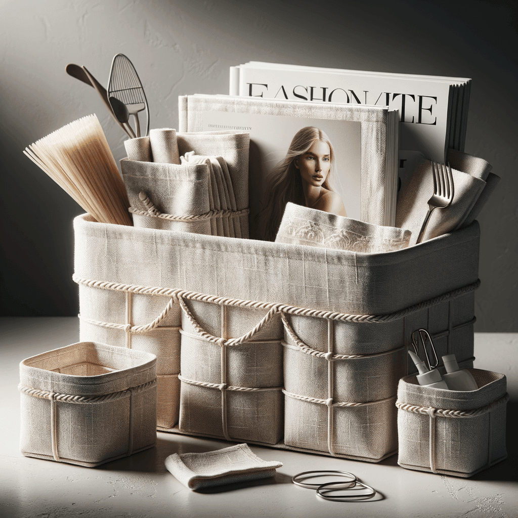 Cestini Rettangolari in Lino: Soluzioni di Design per l'Organizzazione - Scopri i cestini rettangolari in lino, perfetti per organizzare riviste, accessori o utensili, mantenendo un aspetto elegante.