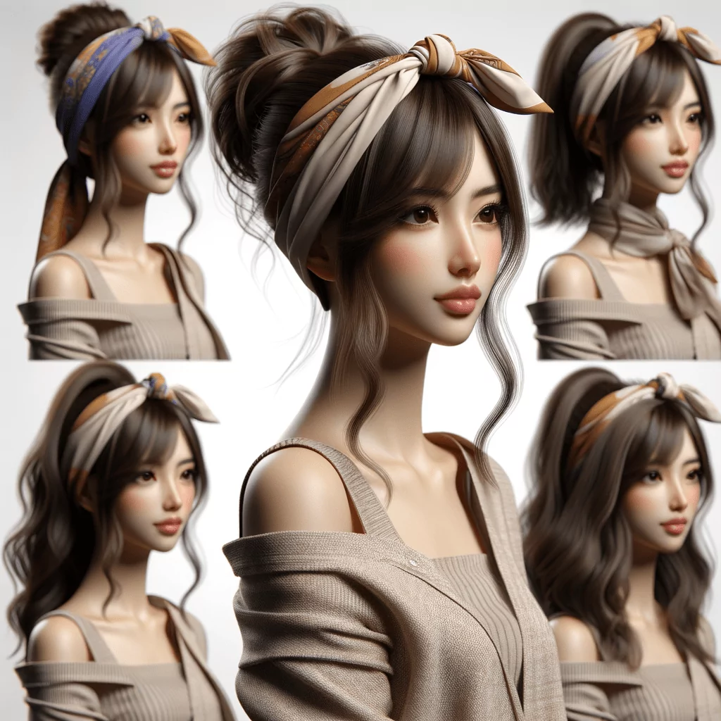 Fascia Larga Per Capelli In Cotone All'uncinetto – Protezione UV – Versatile, Usata Anche Come Sciarpa O Cintura – Beige