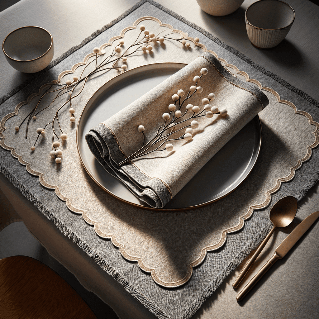 Tovagliette in Lino con Bordo a Contrasto: Eleganza con un Tocco Moderno - Esplora la raffinatezza delle tovagliette con dettagli a contrasto, perfette per ambienti contemporanei.