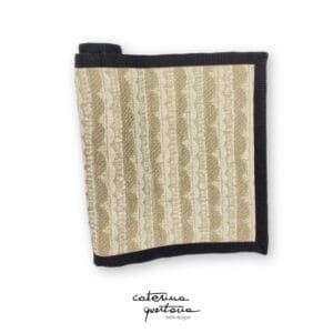 Striscia Decorativa in lana e cotone disegno Tissage color écru con bordo in canetè color nero