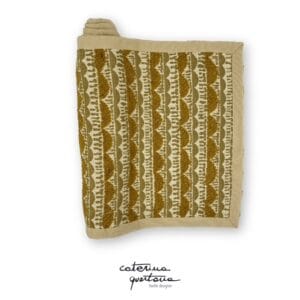 Striscia Decorativa in lana e cotone disegno Tissage color bisso con bordo in canetè color écru