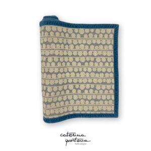 Striscia Decorativa in Lino disegno Bouclé color grigio con bordo in velluto color carta da zucchero