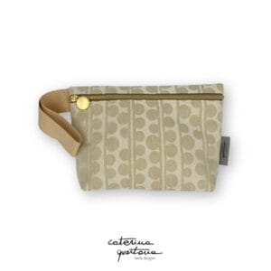 Pochette in Cotone disegno Bouclé colore ecrú, con manico in canetè colore ecrú e dettagli dorati
