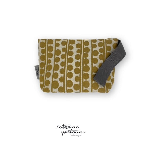 Pochette in Cotone disegno Bouclé con manico in caneté grigio