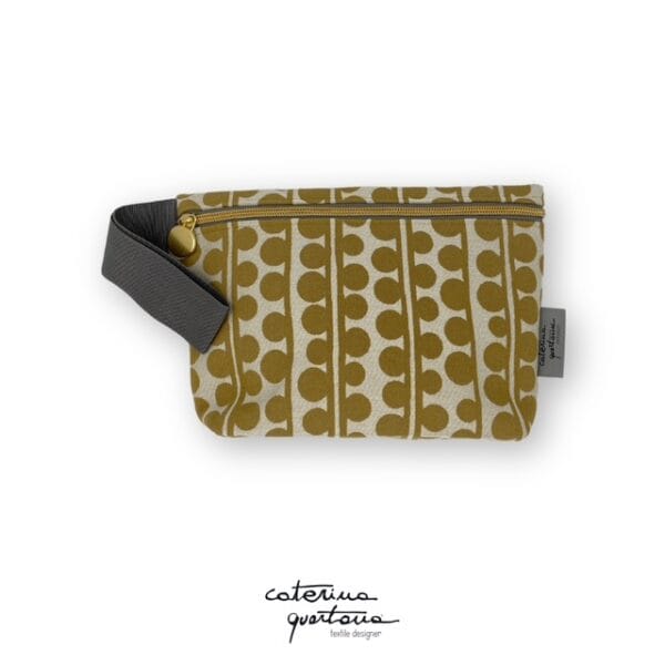 Pochette in Cotone disegno Bouclé con manico in caneté grigio