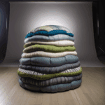 Pouf Multistrato: Design Tessile a Più Livelli - Scopri la nuova estetica dei pouf costruiti con strati di tessuti sovrapposti per un effetto volumetrico e artistico.