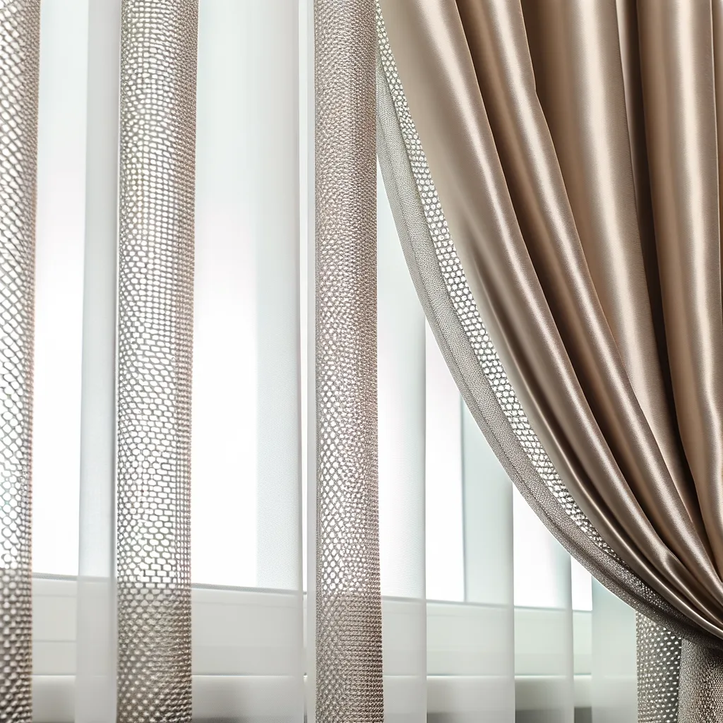 Tende con Inserto in Rete: Aria e Trama per uno Stile Contemporaneo - Scopri come l’uso di inserti traforati nei tendaggi dona un’estetica architettonica e leggera.
