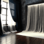 Tende per Ambienti con Pareti Scure: Come Illuminare con i Tessuti - Guida alla scelta delle tende per ambienti profondi e scuri, con focus su lino e trasparenze.