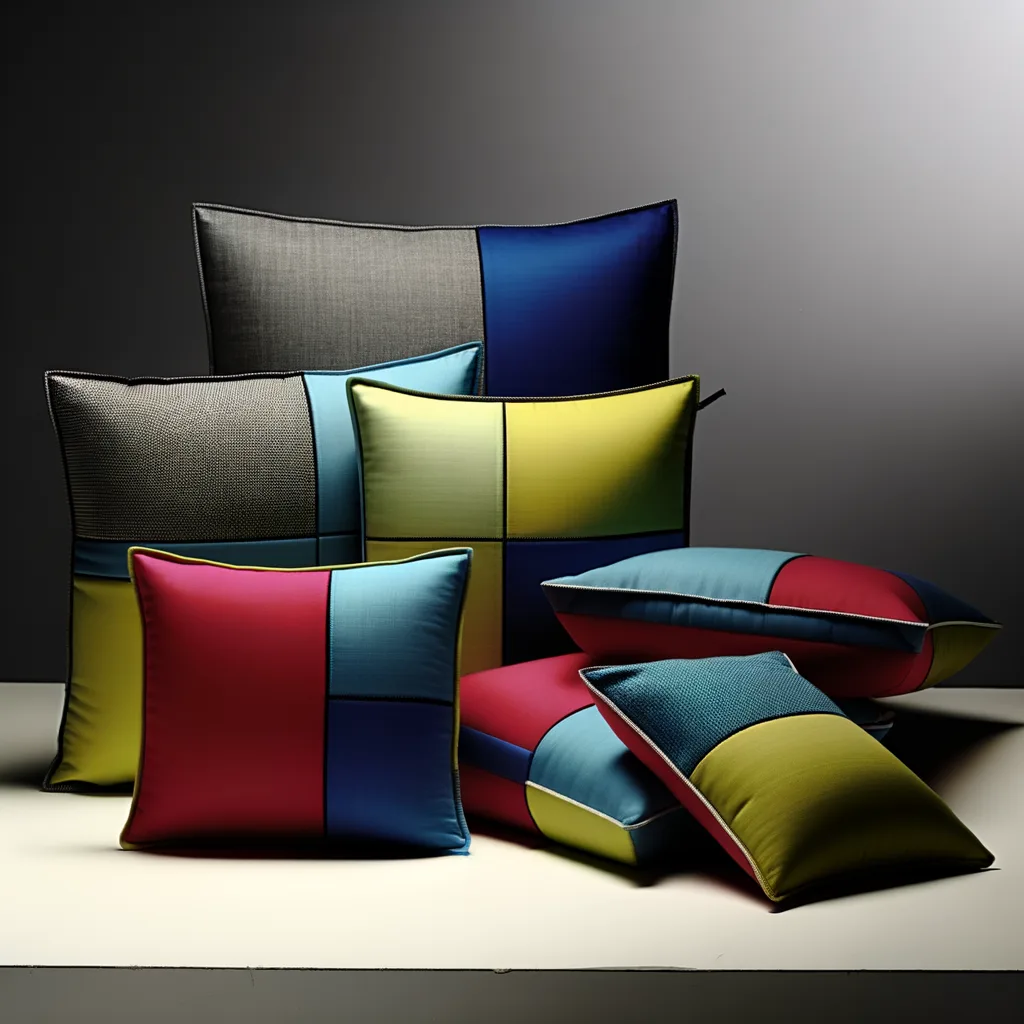 Cuscini a Blocchi di Colore: Modernità e Grafica Tessile - Approfondisci la tendenza color-block come linguaggio visivo negli interni.