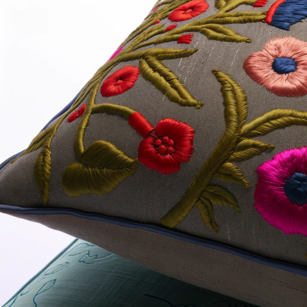 Cuscini Ricamati a Mano: L’Arte del Dettaglio nel Living Contemporaneo - Scopri l’unione tra artigianato e stile moderno.