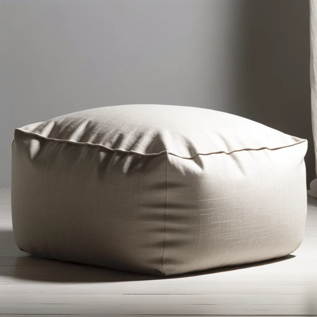 Pouf in Lino Naturale: Minimalismo e Comfort Mediterraneo - Approfondisci l’estetica pulita e accogliente del lino nei complementi d’arredo.