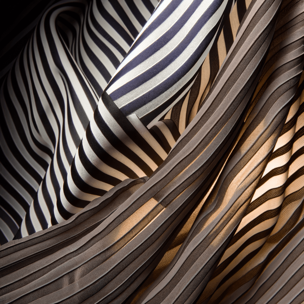 Stole a Righe Sottili: Eleganza Grafica e Movimento - Scopri come i motivi lineari creano armonia e dinamismo negli accessori tessili.
