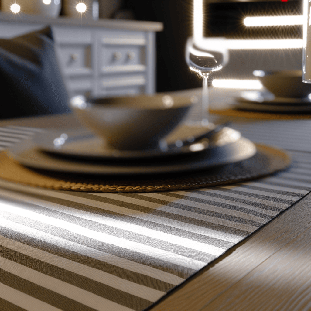 Tovagliette a Righe Sottili: Geometria e Ordine nel Design della Tavola - Analizza come il rigato leggero crea armonia visiva.